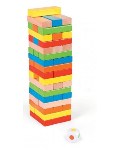 Игра с дървени блокчета Pino - Цветна Дженга - 1
