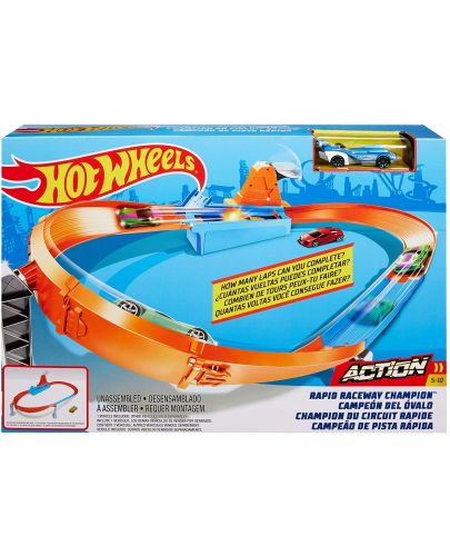 Игрален комплект Hot Wheels Action - Писта с изстрелвачка, Rapid Raceway Champion - 1
