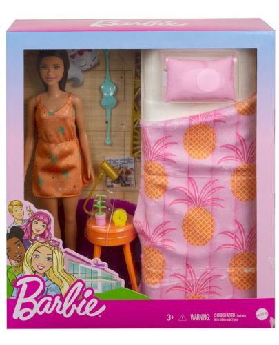 Игрален комплект Mattel Barbie - Кукла с тематична стая, Спалня - 1