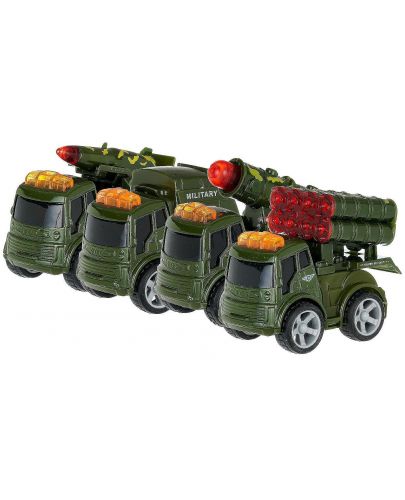 Игрален комплект GT - Инерционни военни камиони, 4 броя - 1