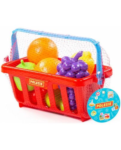 Игрален комплект Polesie - Пазарска кошница с плодове, 8 броя - 1