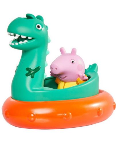 Играчка за баня Tomy Toomies - Peppa Pig, Джордж с лодка динозавър - 1