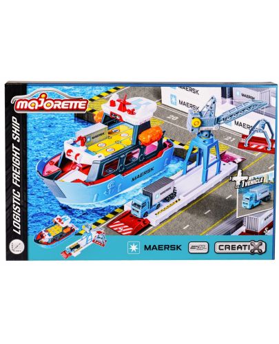 Игрален комплект Majorette Creatix - Товарен кораб с камион и кран - 1