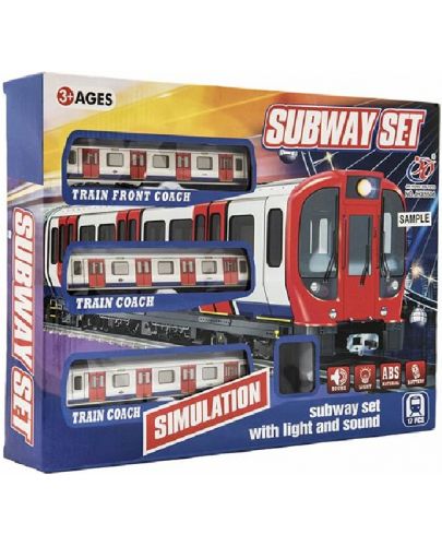 Игрален комплект Raya Toys - Електрическо метро с релси, 88 cm - 2