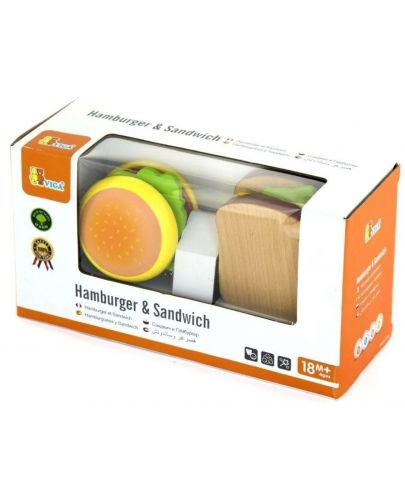 Игрален комплект Viga - Хамбургер и сандвич - 1