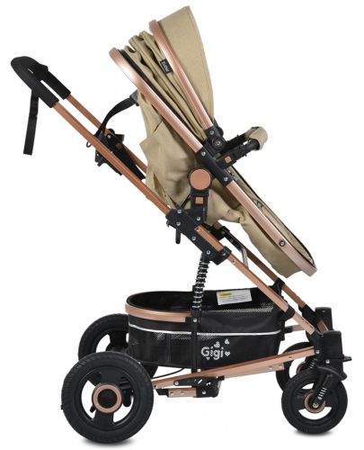 Moni Комбинирана детска количка Gigi с люлеещ механизъм Бежова - 4
