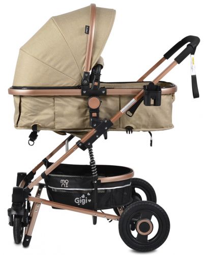 Moni Комбинирана детска количка Gigi с люлеещ механизъм Бежова - 7