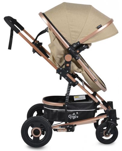 Moni Комбинирана детска количка Gigi с люлеещ механизъм Бежова - 3