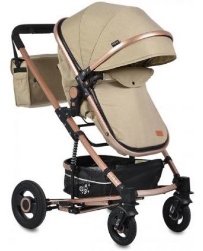 Moni Комбинирана детска количка Gigi с люлеещ механизъм Бежова - 1