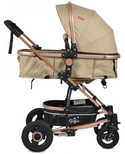 Moni Комбинирана детска количка Gigi с люлеещ механизъм Бежова - 6