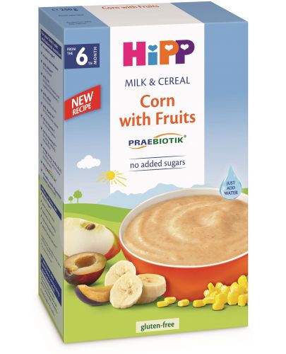 Инстантна млечна каша с пребиотик Hipp - Царевица и плодове, 250 g - 1