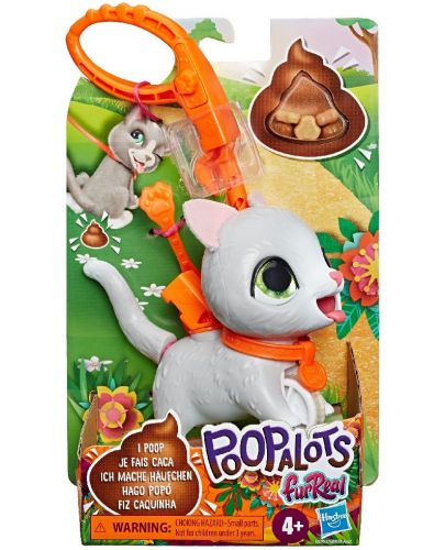 Интерактивна играчка Hasbro FurReal Poopalots - Акащи животни, Сиво коте - 1