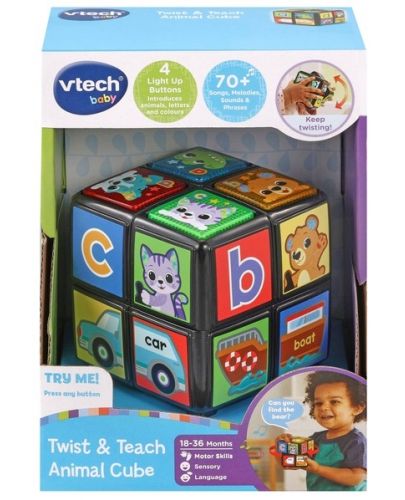 Интерактивна играчка Vtech - Завърти и научи, Куб с животни - 1