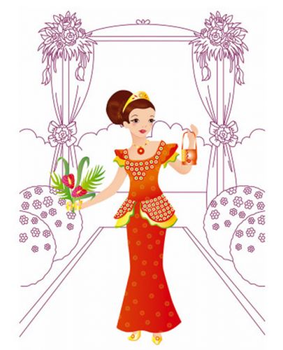 Комплект за оцветяване Janod - Облечи младоженците, със стикери - 4