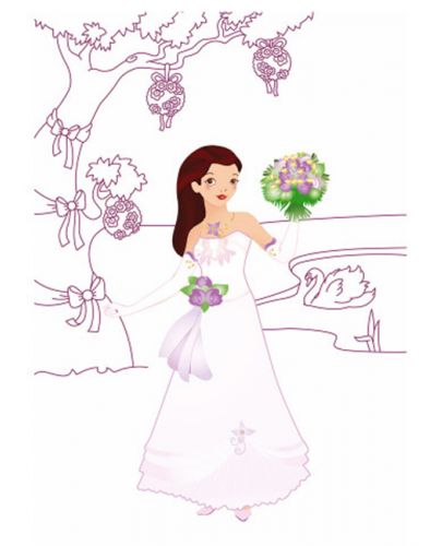 Комплект за оцветяване Janod - Облечи младоженците, със стикери - 2