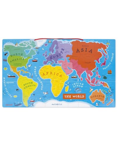 Детска магнитна игра Janod - Карта на света, на английски език - 1