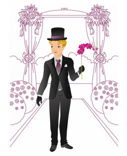 Комплект за оцветяване Janod - Облечи младоженците, със стикери - 3