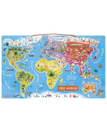 Детска магнитна игра Janod - Карта на света, на английски език - 2