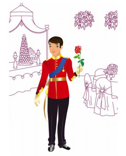 Комплект за оцветяване Janod - Облечи младоженците, със стикери - 5