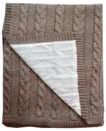 Бебешко плетено одеяло с памучна подплата EKO - Кафяво - 1