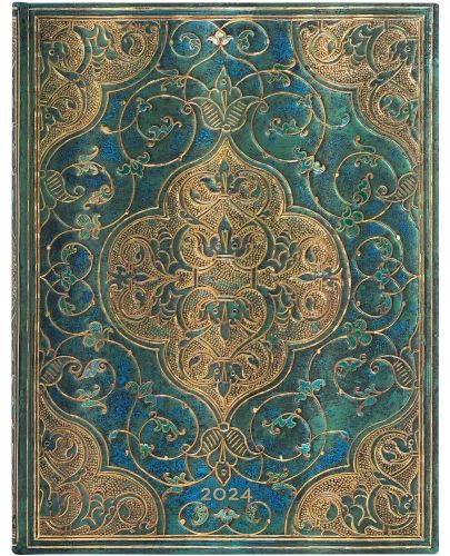 Календар-бележник Paperblanks Turquoise Chronicles - Midi, вертикален, 80 листа, 2024 - 1
