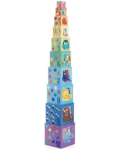 Картонени кубчета за деца Djeco - Дъга, 10 броя - 1