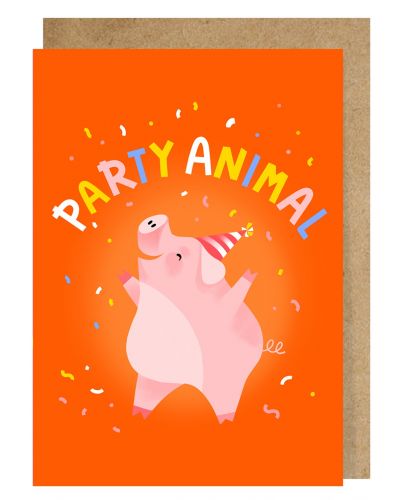 Картичка Party animal - Оранжева - 1