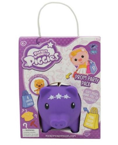 Касичка прасенце Boti Pocket Money Piggies - Лилава, с аксесоари - 1