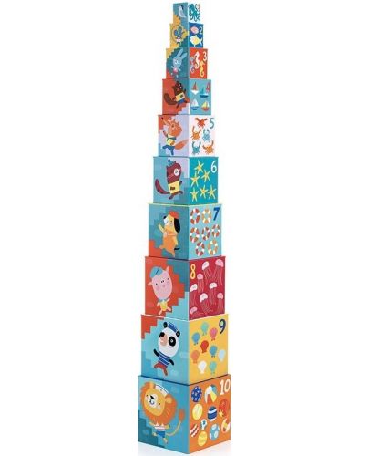 Картонени кубчета за деца Djeco - Плаж, 10 броя - 1