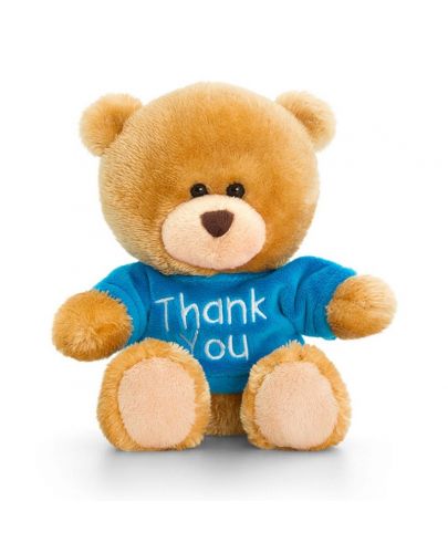 Keel Toys Плюшено мече със синя тениска Thank you - 1