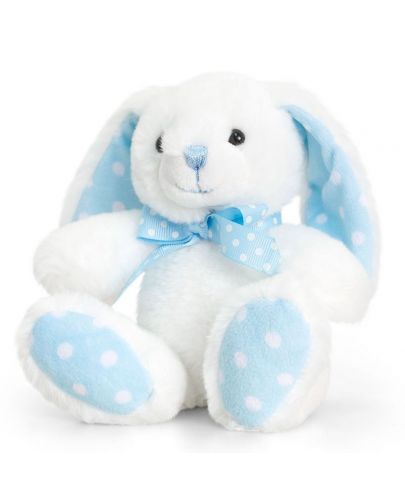 Плюшена бебешка играчка Keel Toys - Зайче, синьо и бяло, 25 cm - 1