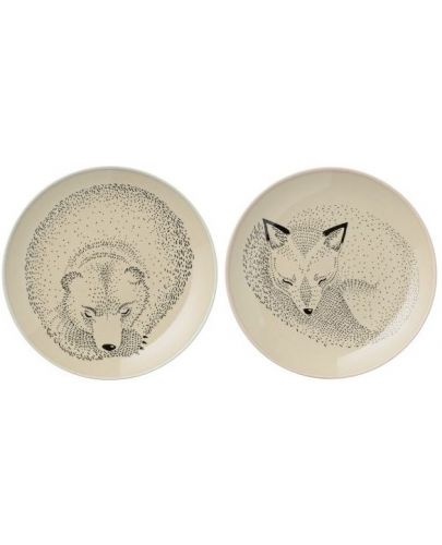 Керамични чинии Bloomingville Sleeping Fox Adelynn - 2 броя - 1