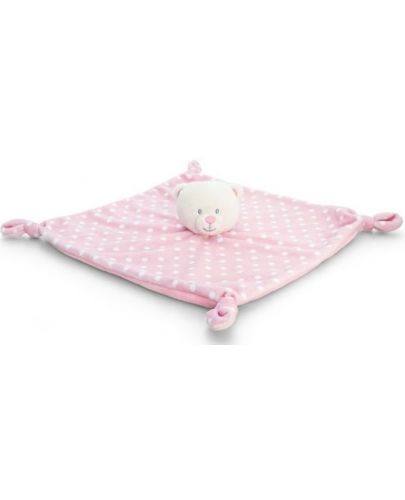 Бебешка играчка за гушкане Keel Toys - Мече с кърпичка, розово - 1