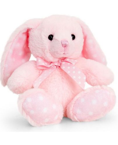 Плюшена бебешка играчка Keel Toys - Зайче, розово, 15 cm - 1