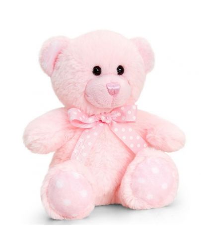 Плюшена бебешка играчка Keel Toys - Мече, розово, 15 cm - 1