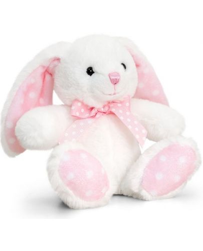Плюшена бебешка играчка Keel Toys - Зайче, розово и бяло, 25 cm - 1