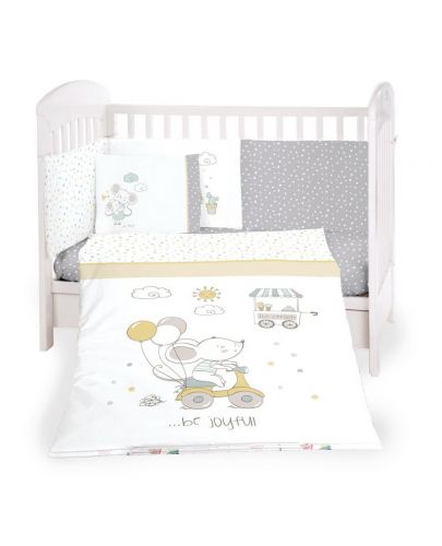 Kikkaboo Бебешки спален комплект 6 части 70/140 Joyful Mice - 1