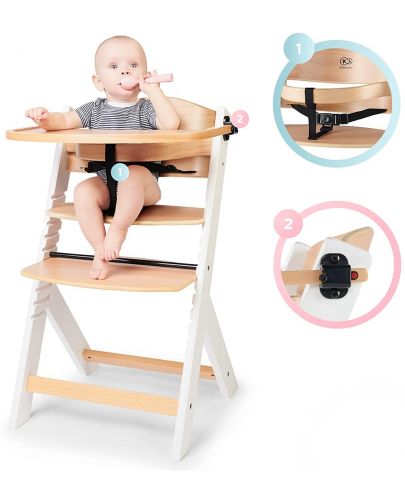 KinderKraft Столче за хранене ENOCK дървено/бели крака - 6