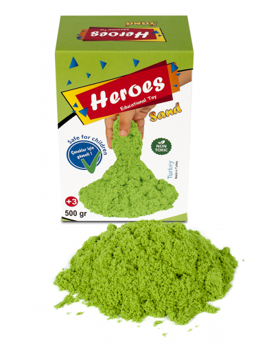 Кинетичен пясък в кyтия Heroes - Зелен цвят, 500 g - 2