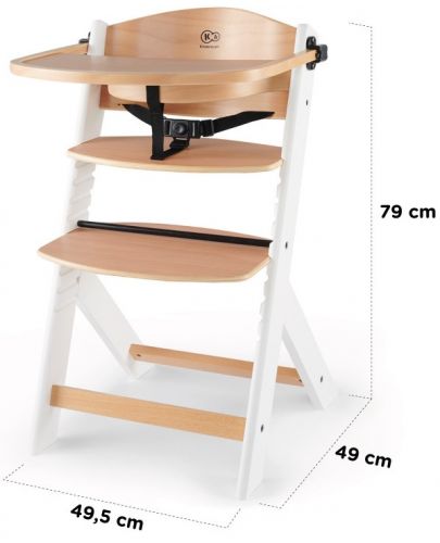 KinderKraft Столче за хранене ENOCK дървено/бели крака - 11