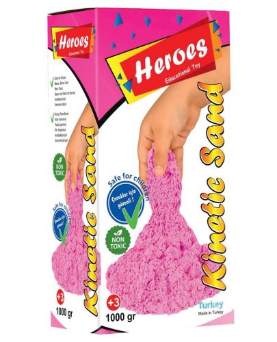 Кинетичен пясък в кутия Heroes  - Розов цвят, 1000 g - 1