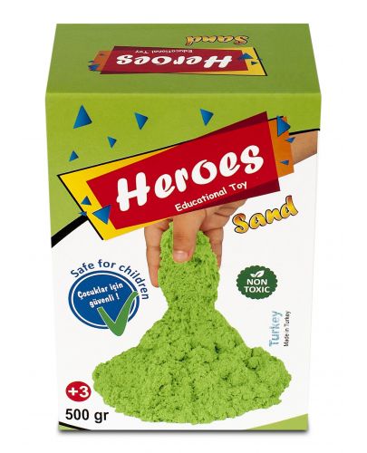 Кинетичен пясък в кyтия Heroes - Зелен цвят, 500 g - 1