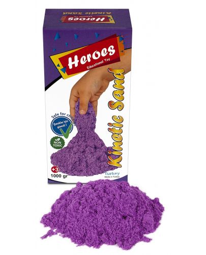 Кинетичен пясък в кутия Heroes - Лилав цвят, 1000 g - 2