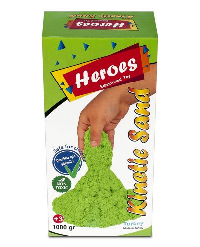 Кинетичен пясък в кутия Heroes - Зелен цвят, 1000 g - 1