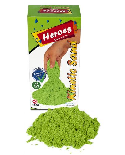 Кинетичен пясък в кутия Heroes - Зелен цвят, 1000 g - 2