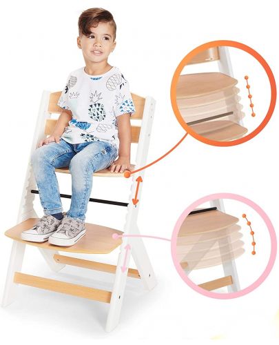 KinderKraft Столче за хранене ENOCK дървено/бели крака - 7