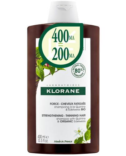 Klorane Quinine Шампоан против косопад, промо разфасовка, 400 ml - 1