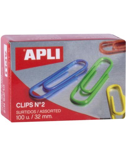 Кламери Apli - микс цветове, 32 mm, 100 броя - 1