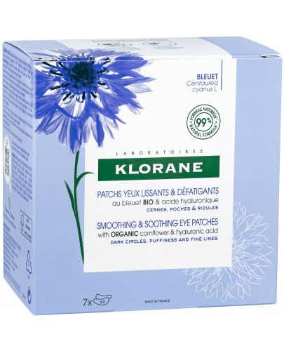 Klorane Cornflower Изглаждащи и успокояващи пачове за очи, 7 x 2 броя - 1