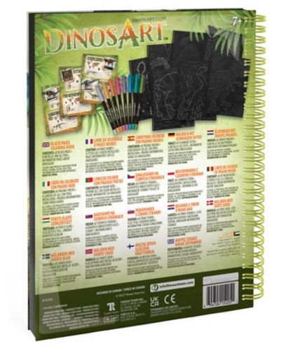 Книжка за оцветяване с черни страници DinosArt - Динозаври - 3